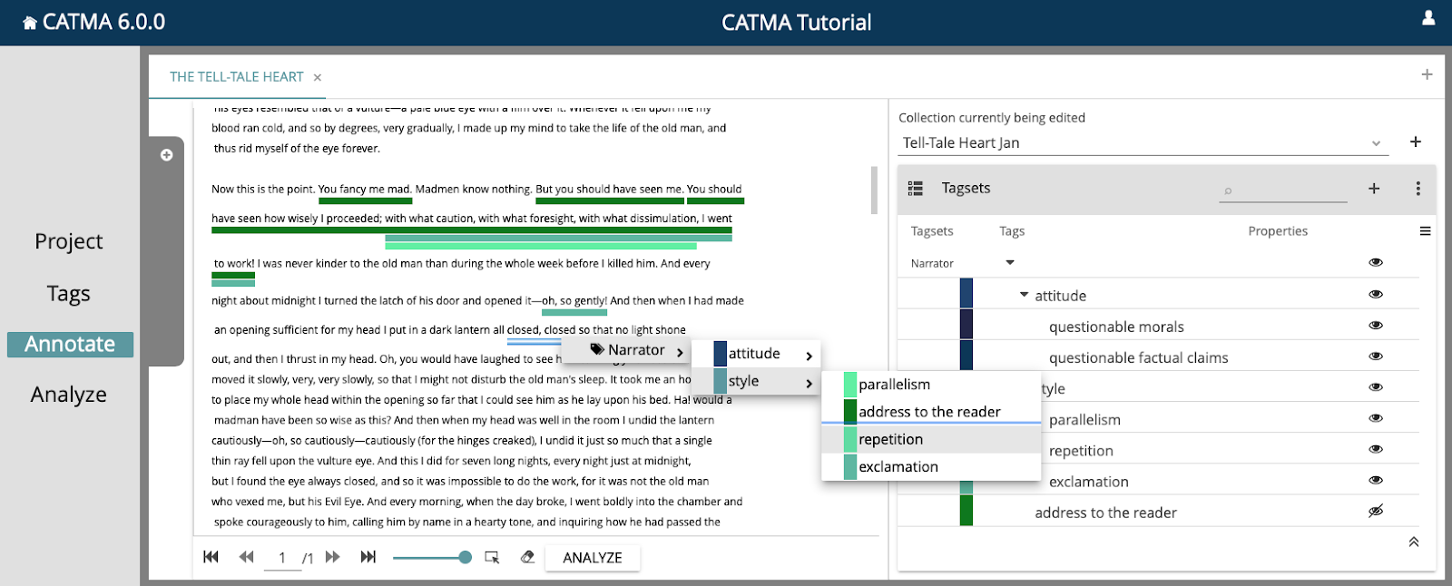 Annotations-Editor in CATMA.